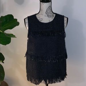 NWOT Lost April Navy Tweed Top
